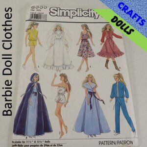 Simplicity 8333 Sewing Pattern 11.5 & 12.5" tall Doll Clothes INCOMPLETE see all